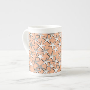 Tasse En Porcelaine étoiles en argent sur le rose pêche