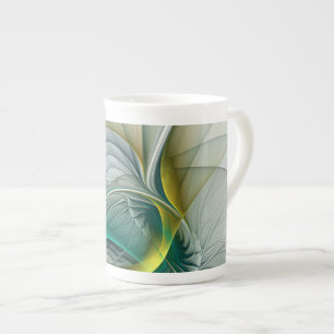Tasse En Porcelaine Évolution fractale, Art Abstrait Turquoise d'or