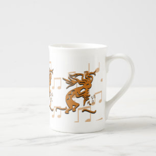 Tasse En Porcelaine Face Droite Musicien Kokopelli Avec Notes Musicale