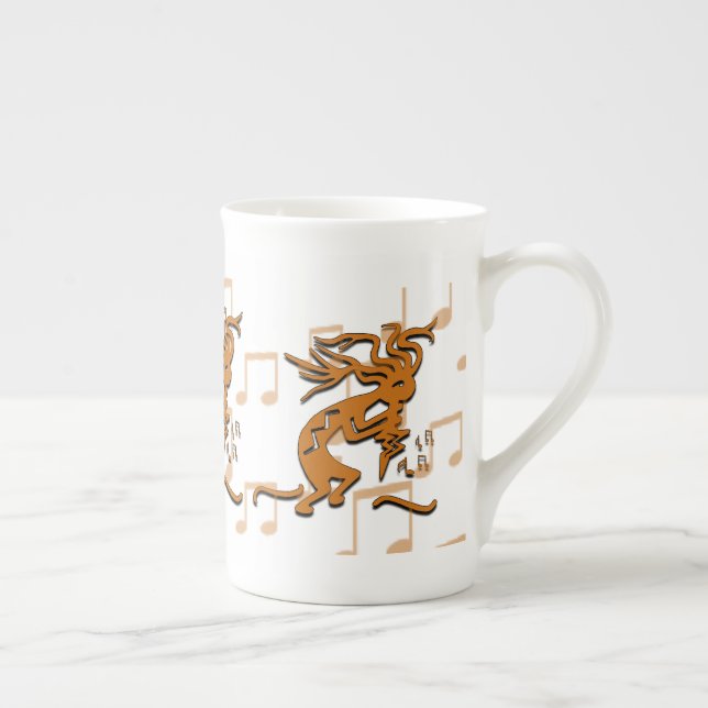 Tasse En Porcelaine Face Droite Musicien Kokopelli Avec Notes Musicale (Droite)