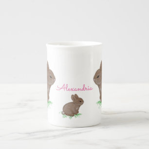 Tasse En Porcelaine Famille adorable de lapin de bois