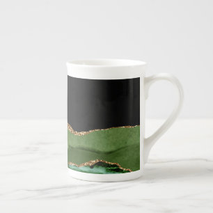 Tasse En Porcelaine Faux Emerald Green Marbled Agate
