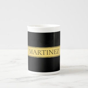 Tasse En Porcelaine Faux or élégant rayure dorée et fond noir ou DIY