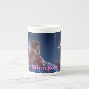 Tasse En Porcelaine Fée Hydrangea au Clair de Lune Nom Personnalisé