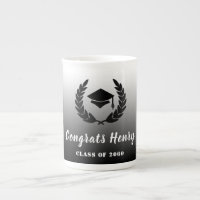 Félicitations Gradué noir & blanc dégradé et Casqu