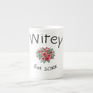 Tasse En Porcelaine Femme rouge florale est Année future épouse Saint-