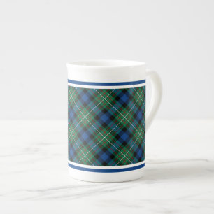Tasse En Porcelaine Ferguson Famille Tartan Vert et Royal Bleu Plaid