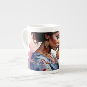 Tasse En Porcelaine Fête des mères Art d'amour aquarelle africaine