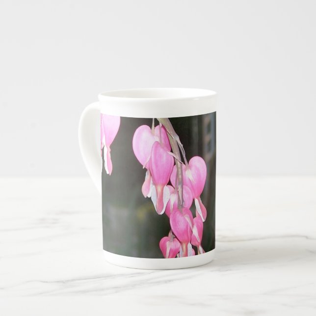 Tasse En Porcelaine Fête des mères de coeur rose saignant Fête des mèr (Devant gauche)
