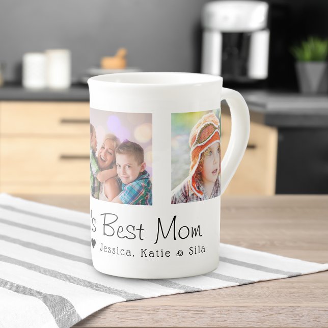 Tasse En Porcelaine Fête des Mères Meilleure Maman 3 Photos (Mother's Day World's Best Mom 3 Photos Bone China Mug)