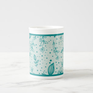 Tasse En Porcelaine Feuillage dessiné à la main sarcelle