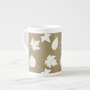 Tasse En Porcelaine Feuille d'automne - blanc et taupe bronzages