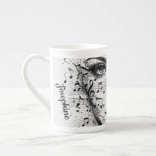 Tasse En Porcelaine Feuille de musique personnalisée Art de visage Noi