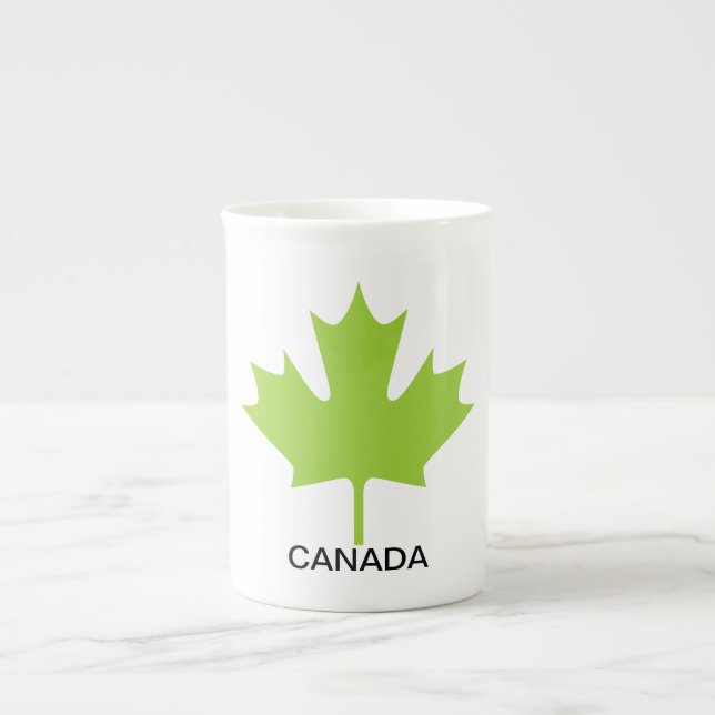 Tasse En Porcelaine Feuille d'érable verte Canada (Devant)