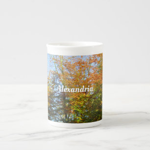 Tasse En Porcelaine Feuilles d'automne et Ciel bleu - Personnalisé
