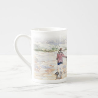 Tasse En Porcelaine Fille avec un cheval sur une plage