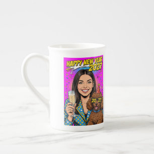 Tasse En Porcelaine Fille embrassant un chiot Caniche – Maman Caniche