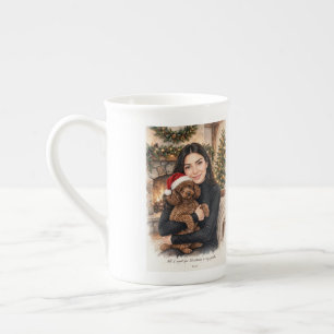 Tasse En Porcelaine Fille embrassant un chiot Caniche – Maman Caniche
