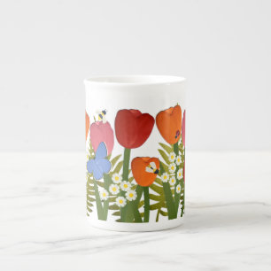 Tasse en porcelaine fine de 30cl Tulip Garden
