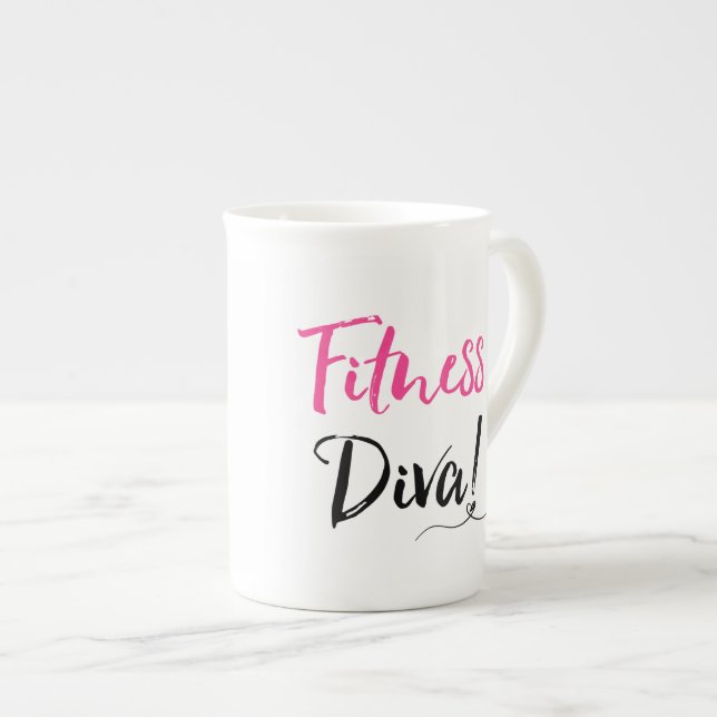 TASSE EN PORCELAINE "FITNESS DIVA" (Devant droit)