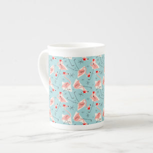 Tasse En Porcelaine Flamant rose Santas Blue Multi os chine