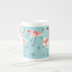 Tasse En Porcelaine Flamant rose Santas Blue os chine