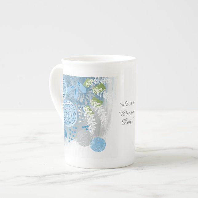 Tasse En Porcelaine Fleur Abstrait Moderne (Devant gauche)