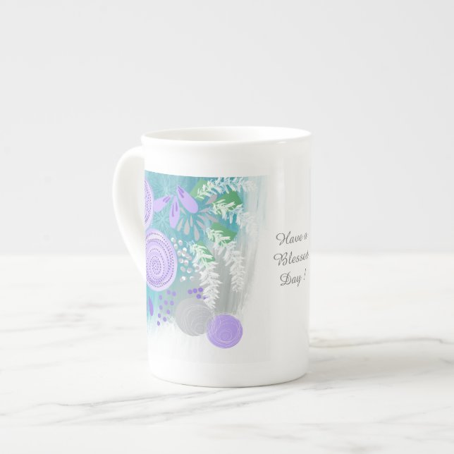 Tasse En Porcelaine Fleur Abstrait Moderne (Devant gauche)