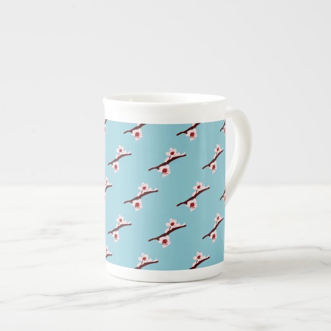 Tasse En Porcelaine Fleur de cerisier, Sakura, motif floral rose (Devant droit)