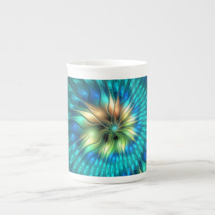 Tasse En Porcelaine Fleur de fantaisie lumineuse, fractale abstraite c