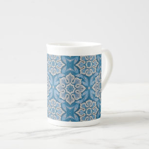 Tasse En Porcelaine Fleur de neige, motif floral, flocon de neige bleu