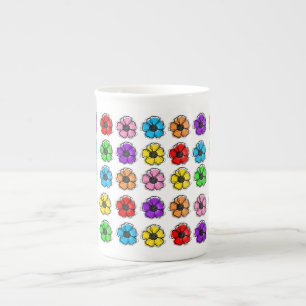 Tasse En Porcelaine Fleur Floral Doodle Line Art Aquarelle Abstraite