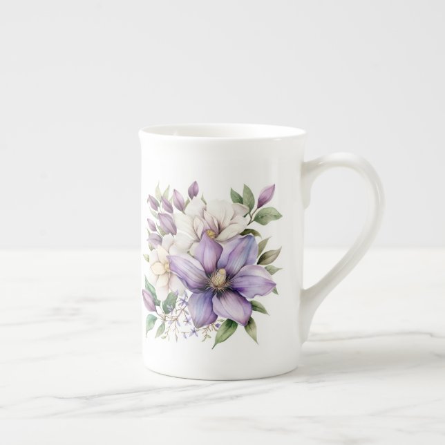 Tasse En Porcelaine Fleur Pourpre  (Droite)