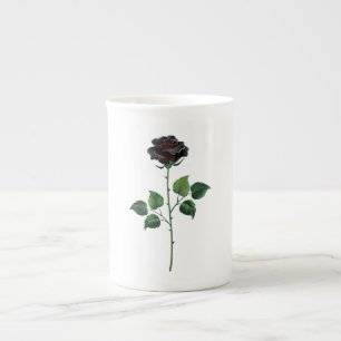 Tasse En Porcelaine Fleur rose noire