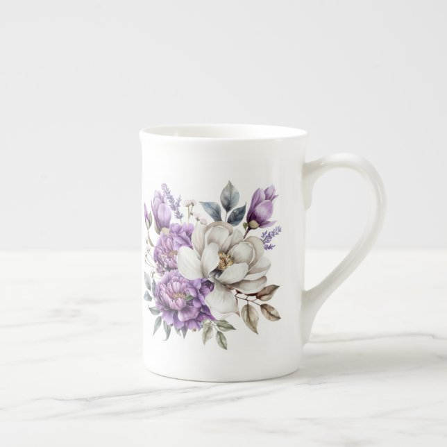 Tasse En Porcelaine Fleur violet  (Droite)