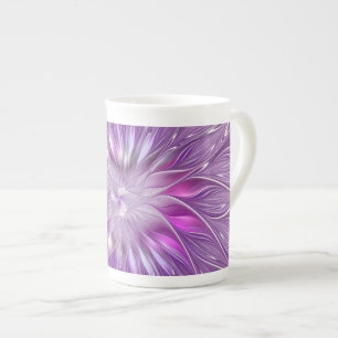 Tasse En Porcelaine Fleur violette rose Passion Abstrait Art fractal