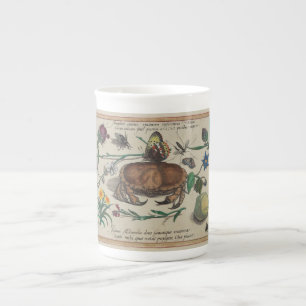 Tasse En Porcelaine Fleurs antiques d'insectes de Joris Hoefnagel