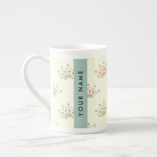 Tasse En Porcelaine Fleurs bleues et rouges, Bleu, Votre nom