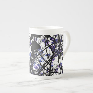 Tasse En Porcelaine Fleurs bleues sur l'arbre d'hiver concept art numé