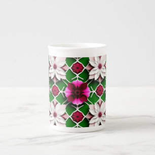 Tasse En Porcelaine Fleurs Colorées Cadeau Élégant Pour Elle