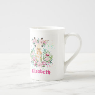 Tasse En Porcelaine Fleurs de girafe Boho Nommées Filles, Cadeaux Ados