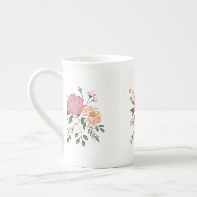 Tasse En Porcelaine Fleurs d'eau (Gauche)