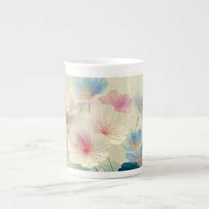 Tasse En Porcelaine Fleurs en fleurs – Art botanique pastel doux #1