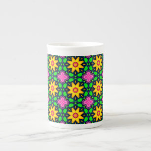 Tasse En Porcelaine Fleurs florales colorées Jaune Motif