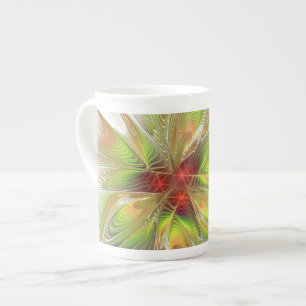 Tasse En Porcelaine Fleurs imaginaires fractales douces et tendres