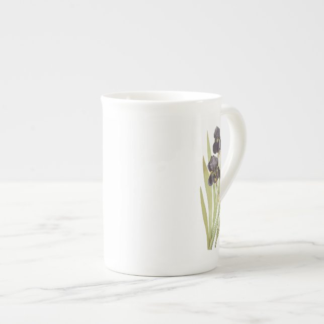 Tasse En Porcelaine Fleurs Iris Violettes (Devant droit)