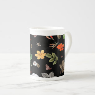 Tasse En Porcelaine Fleurs jaunes et roses blanches 8