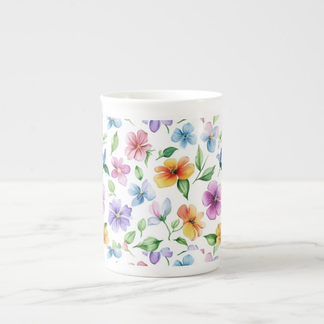Tasse En Porcelaine Fleurs Motif Floral Sublimation-95652 (Devant)