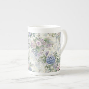 Tasse En Porcelaine Fleurs roses violettes romantiques