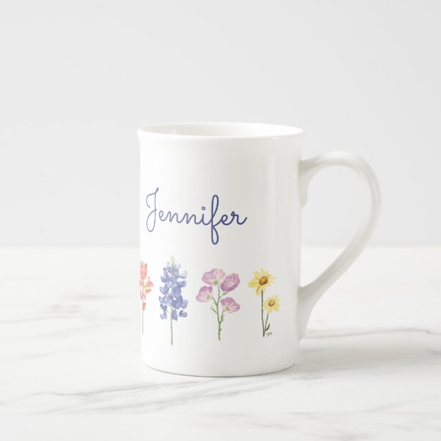 Tasse En Porcelaine Fleurs sauvages du Texas - Pinceau indien, Bluebon (Droite)